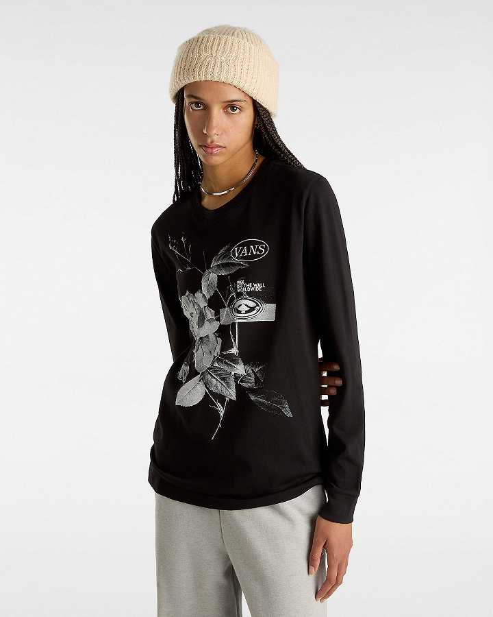 Black Women Vans Damask Long Sleeve T Shirts Canada | VN5027638