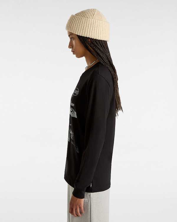 Black Women Vans Damask Long Sleeve T Shirts Canada | VN5027638