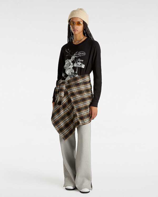 Black Women Vans Damask Long Sleeve T Shirts Canada | VN5027638
