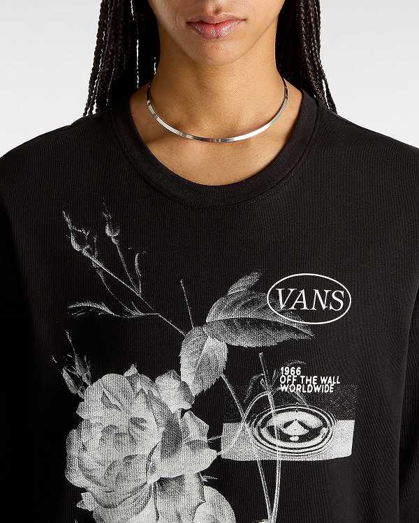 Black Women Vans Damask Long Sleeve T Shirts Canada | VN5027638