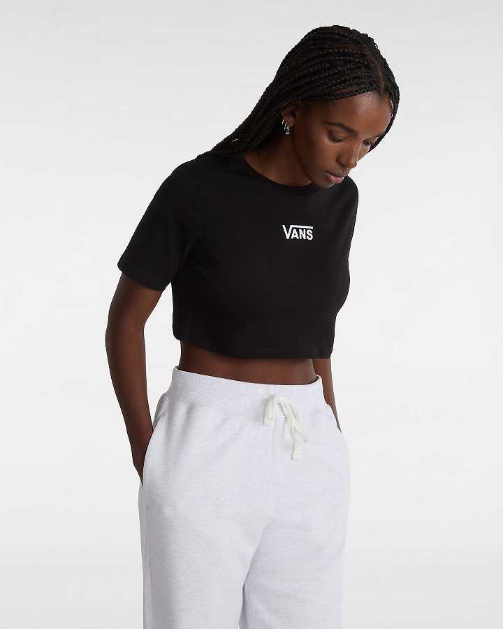 Black Women Vans Flying V Crew Crop T Shirts Canada | VN8956170