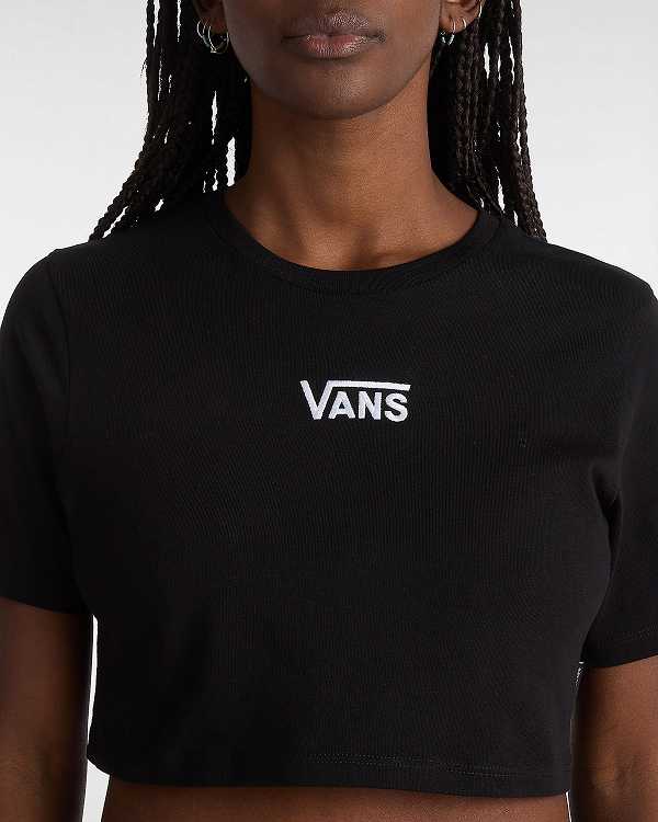 Black Women Vans Flying V Crew Crop T Shirts Canada | VN8956170