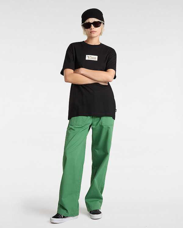 Black Women Vans Garden Oversized T Shirts Canada | VN1635072