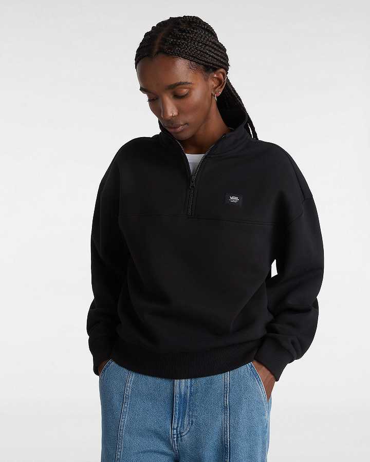 Black Women Vans Leighton Mock Neck Sweatshirt Canada | VN0491653
