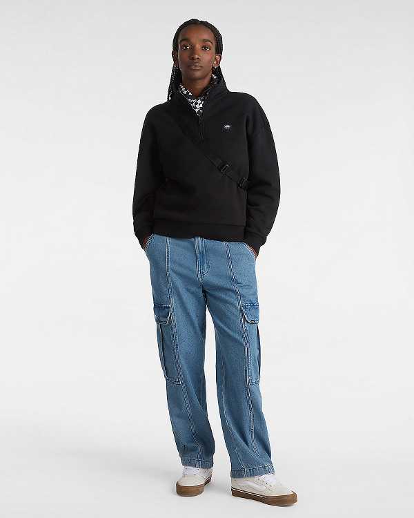 Black Women Vans Leighton Mock Neck Sweatshirt Canada | VN0491653