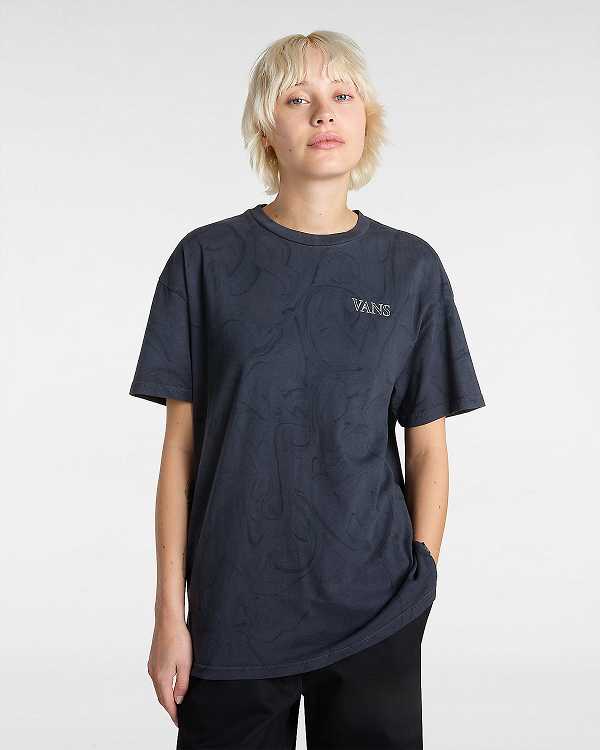 Black Women Vans Moon Set Oversized T Shirts Canada | VN5324907