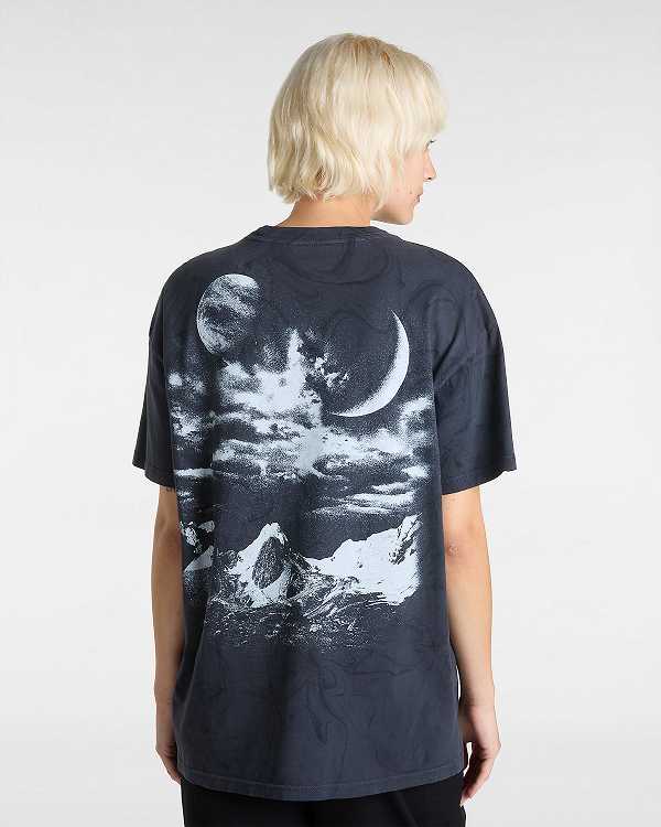 Black Women Vans Moon Set Oversized T Shirts Canada | VN5324907
