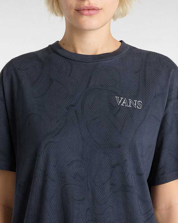 Black Women Vans Moon Set Oversized T Shirts Canada | VN5324907