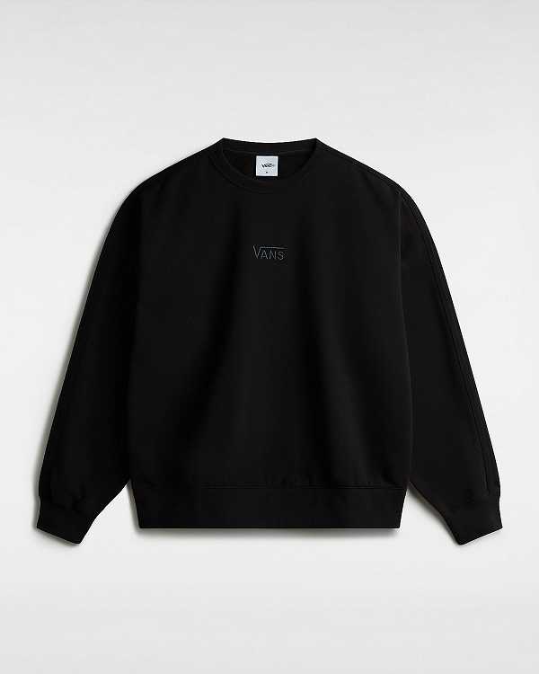 Black Women Vans Premium Logo Crew Sweatshirt Canada | VN5278096