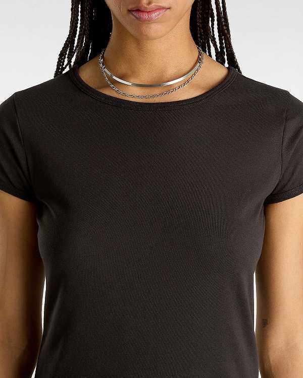 Black Women Vans Premium Short Sleeve Baby T Shirts Canada | VN2190376