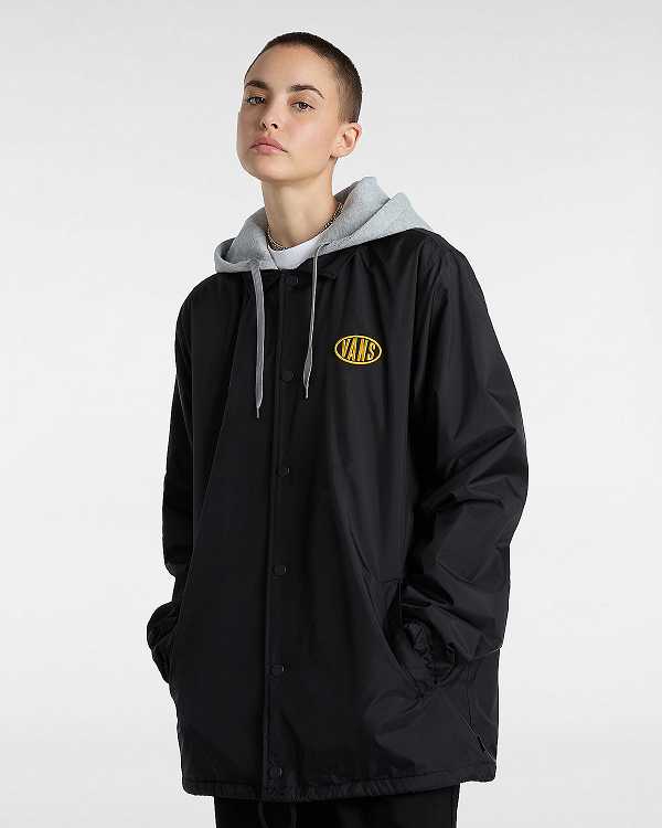 Black Women Vans Riley II Coach Jacket Canada | VN2157864