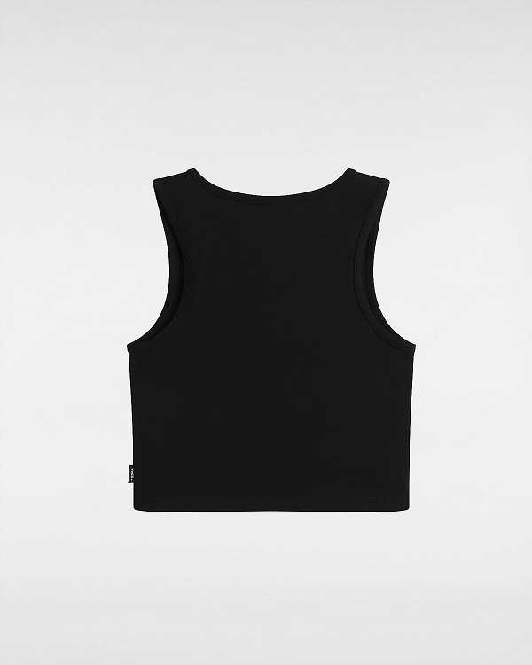 Black Women Vans Small Staple Fitted Crop Tank Top Canada | VN1058463