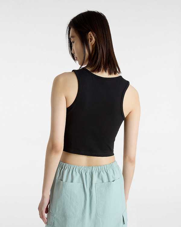 Black Women Vans Small Staple Fitted Crop Tank Top Canada | VN1058463