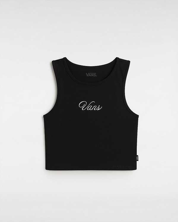 Black Women Vans Small Staple Fitted Crop Tank Top Canada | VN1058463