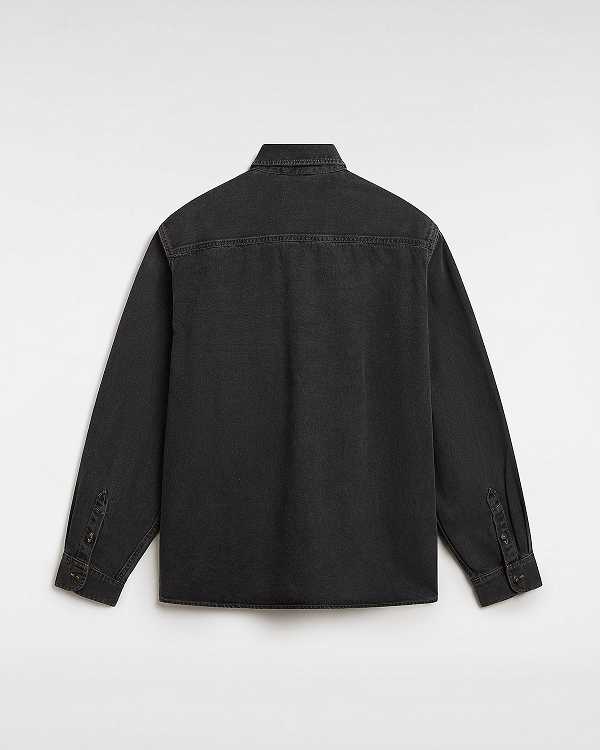 Black Women Vans Stevens Denim Long Sleeve Shirts Canada | VN8172409