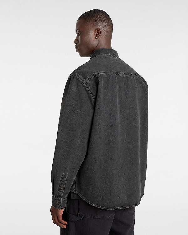 Black Women Vans Stevens Denim Long Sleeve Shirts Canada | VN8172409