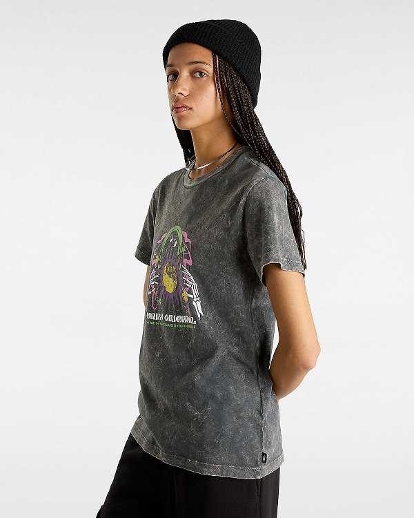 Black Women Vans Unibalance Boyfriend Fit T Shirts Canada | VN2468750