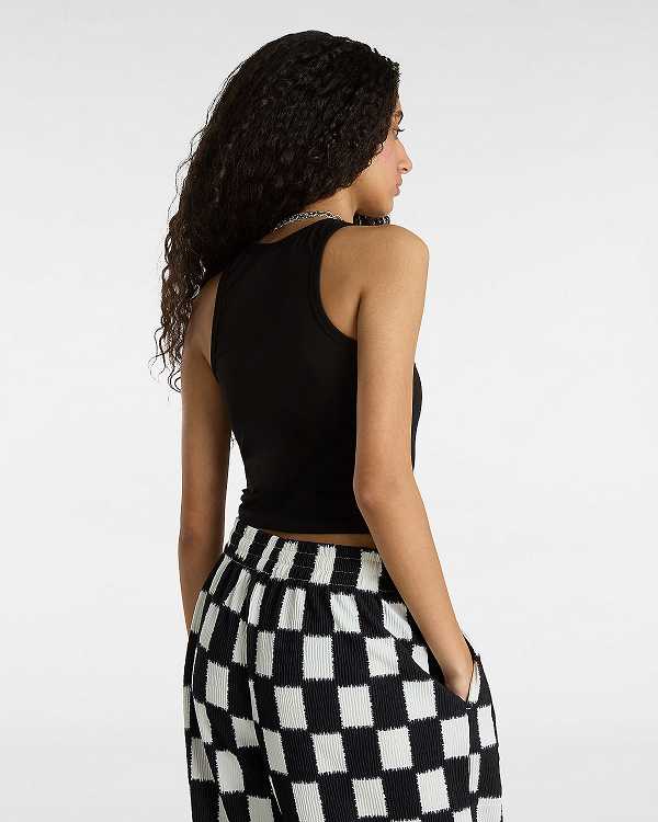 Black Women Vans Varsity Racer Tank Top Canada | VN1385790