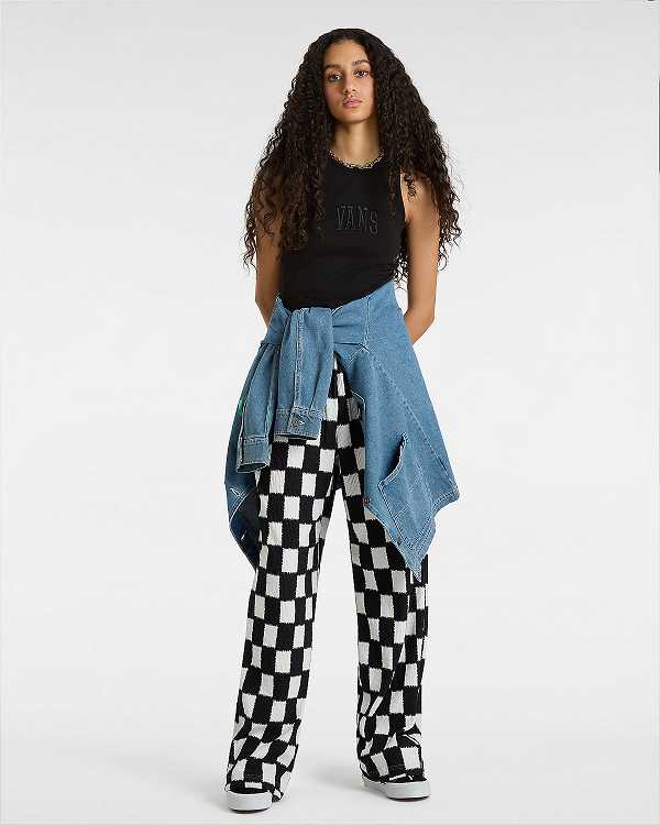 Black Women Vans Varsity Racer Tank Top Canada | VN1385790