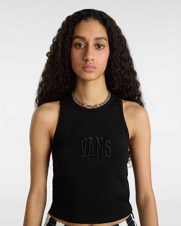 Black Women Vans Varsity Racer Tank Top Canada | VN1385790