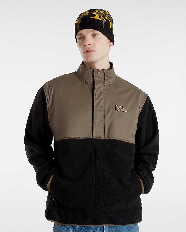 Black / Brown Men Vans Ranford Polar Fleece Loose Pullover Canada | VN7962058