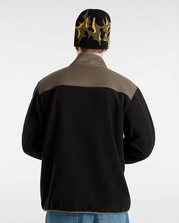 Black / Brown Men Vans Ranford Polar Fleece Loose Pullover Canada | VN7962058