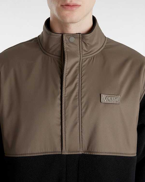 Black / Brown Men Vans Ranford Polar Fleece Loose Pullover Canada | VN7962058