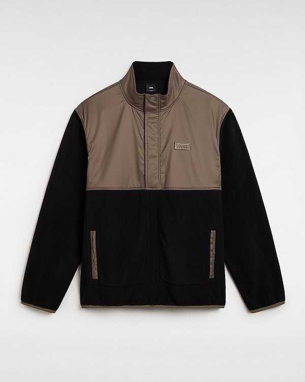 Black / Brown Men Vans Ranford Polar Fleece Loose Pullover Canada | VN7962058