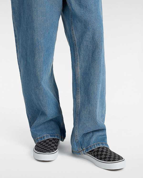 Black / Grey Men Vans Checkerboard Classic Slip On Shoes Canada | VN5163824