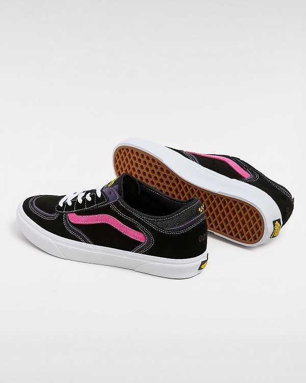 Black / Pink Men Vans Rowley Skate Shoes Canada | VN9627431