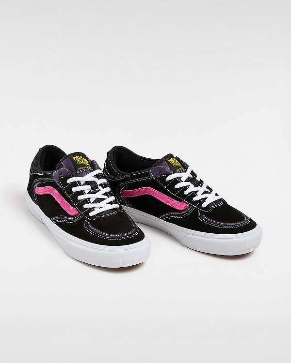 Black / Pink Women Vans Rowley Skate Shoes Canada | VN0721586
