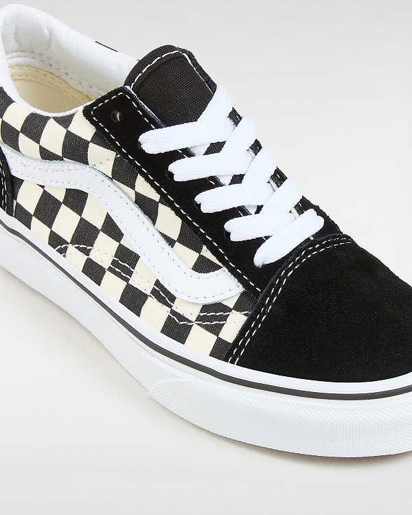 Black / White Kids' Vans Primary Check Old Skool (4-8 years) Sneakers Canada | VN6895123