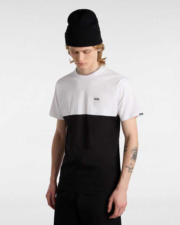 Black / White Men Vans Colorblock T Shirts Canada | VN6381425