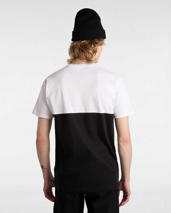 Black / White Men Vans Colorblock T Shirts Canada | VN6381425