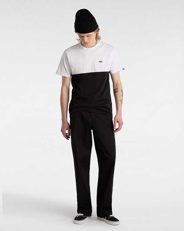 Black / White Men Vans Colorblock T Shirts Canada | VN6381425