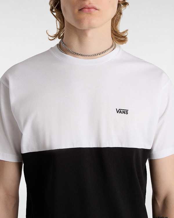Black / White Men Vans Colorblock T Shirts Canada | VN6381425