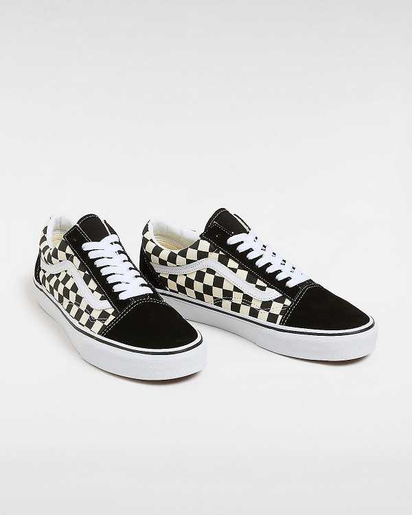 Black / White Men Vans Primary Check Old Skool Sneakers Canada | VN5870931