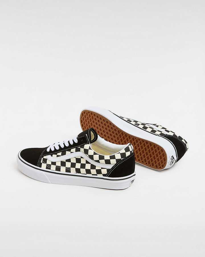 Black / White Men Vans Primary Check Old Skool Sneakers Canada | VN5870931