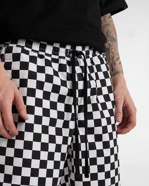 Black / White Men Vans Range Relaxed Elastic Shorts Canada | VN1057263