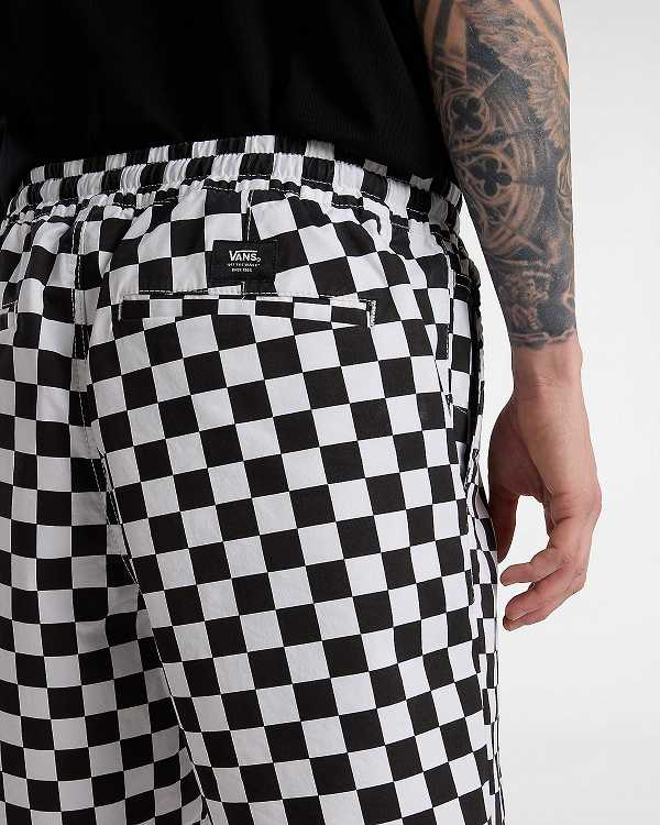 Black / White Men Vans Range Relaxed Elastic Shorts Canada | VN1057263