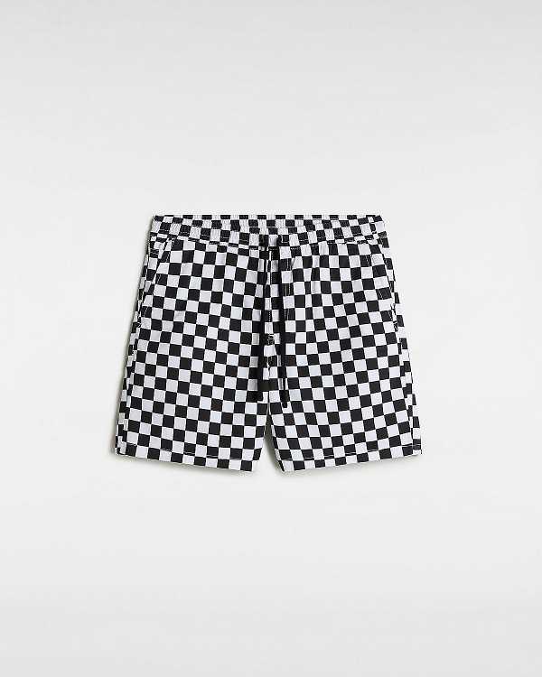 Black / White Men Vans Range Relaxed Elastic Shorts Canada | VN1057263