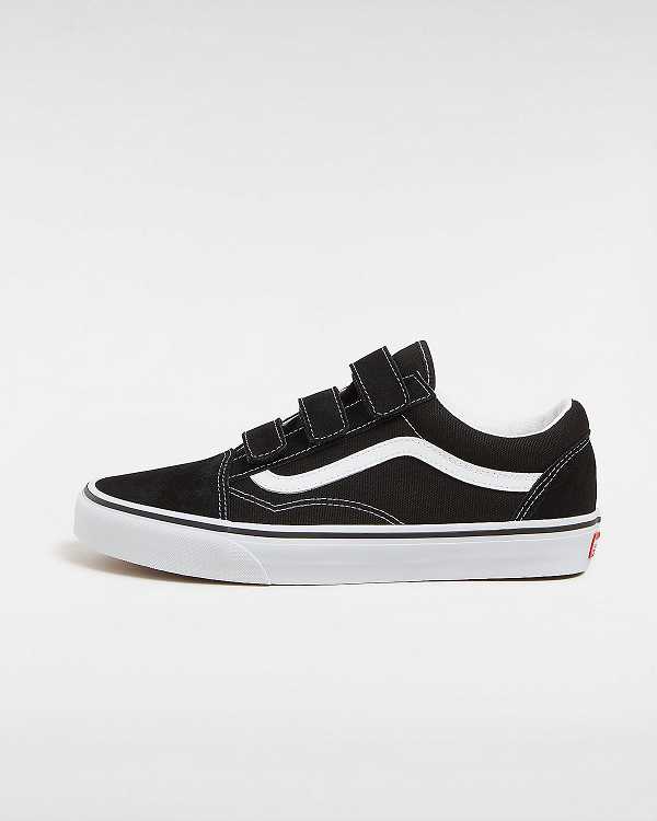 Black / White Men Vans Suede/Canvas Old Skool Hook And Loop Sneakers Canada | VN2083571