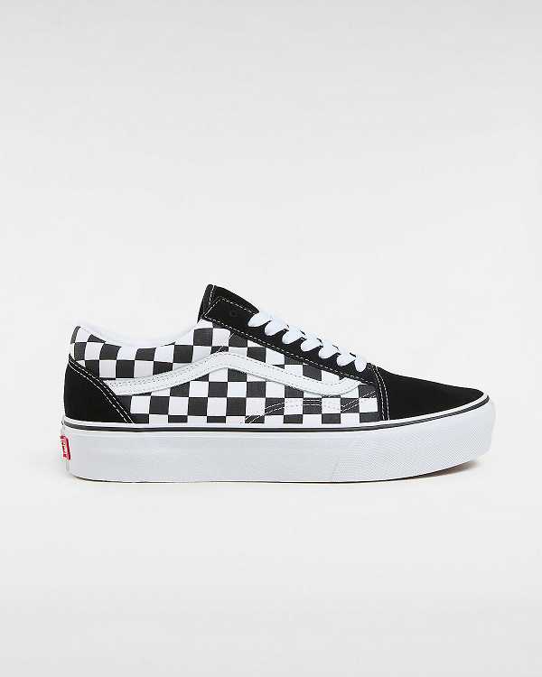 Black / White Women Vans Checkerboard Old Skool Platform Shoes Canada | VN3940678