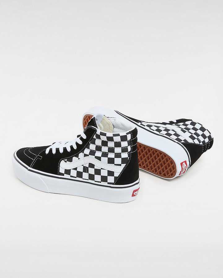 Black / White Women Vans Sk8-Hi Platform 2.0 Sneakers Canada | VN1702635