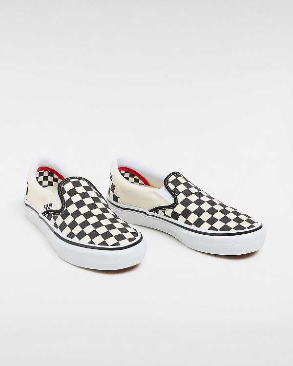 Black / White Women Vans Skate Checkerboard Slip On Shoes Canada | VN9317856