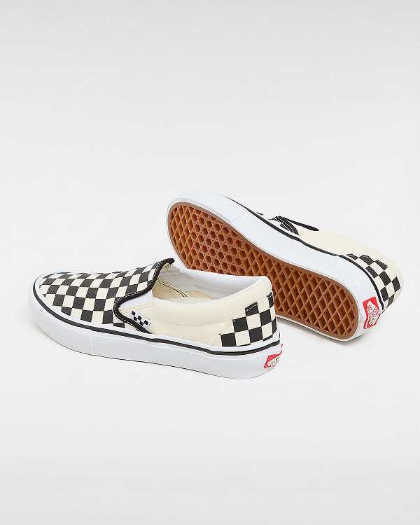 Black / White Women Vans Skate Checkerboard Slip On Shoes Canada | VN9317856