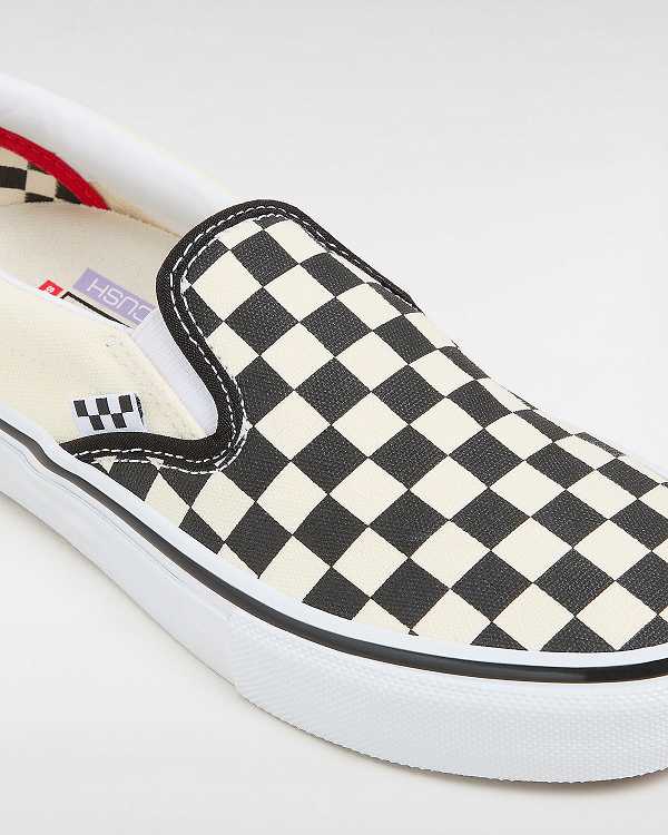 Black / White Women Vans Skate Checkerboard Slip On Shoes Canada | VN9317856