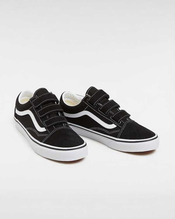 Black / White Women Vans Suede/Canvas Old Skool Hook And Loop Sneakers Canada | VN1927605