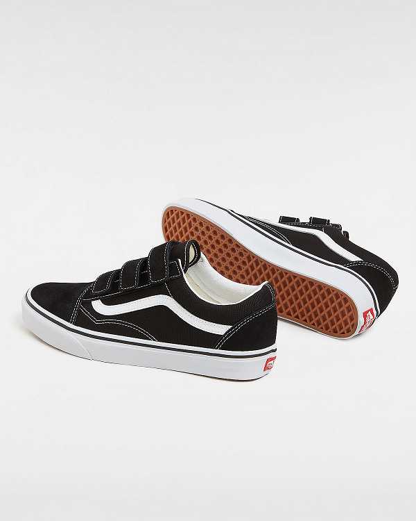 Black / White Women Vans Suede/Canvas Old Skool Hook And Loop Sneakers Canada | VN1927605