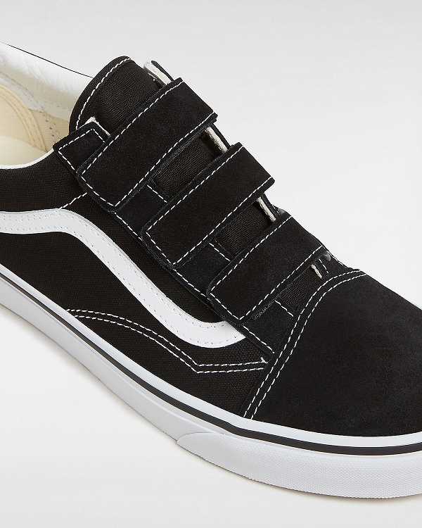Black / White Women Vans Suede/Canvas Old Skool Hook And Loop Sneakers Canada | VN1927605
